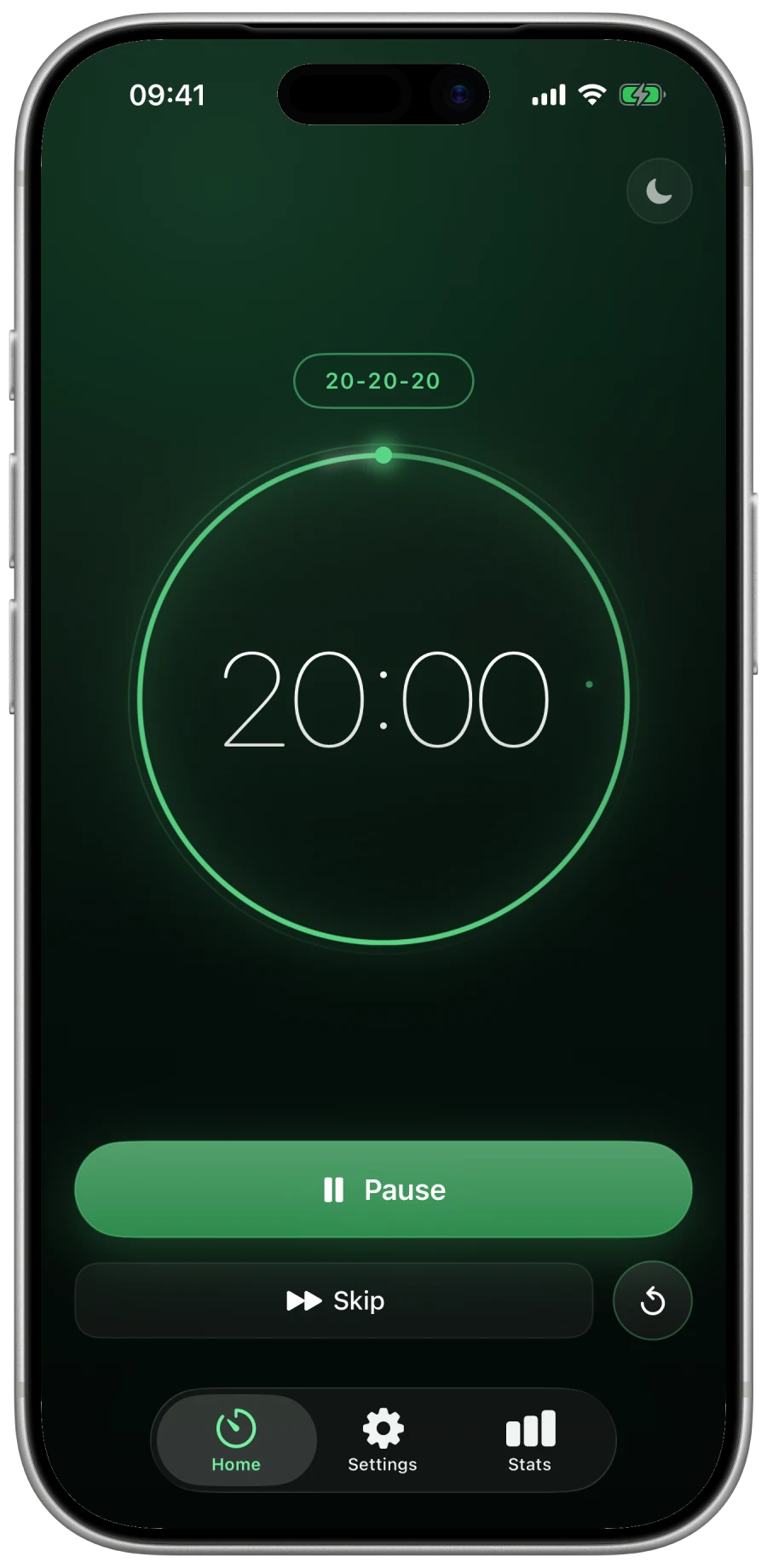 Blink 20-20-20 focus timer on iPhone